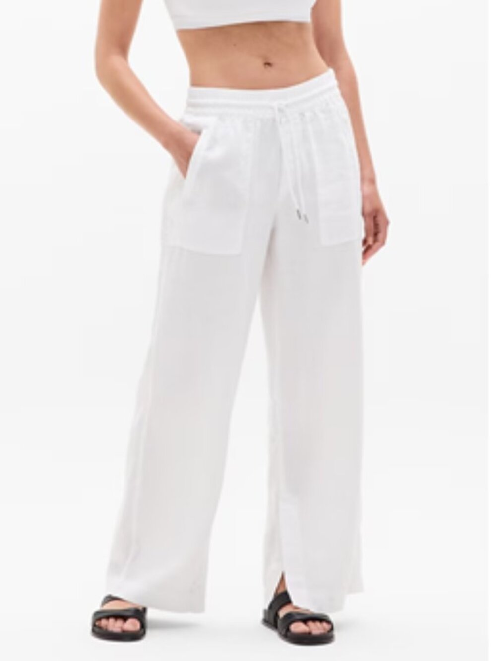 Athleta Retreat Linen High Rise Wide Leg Pant